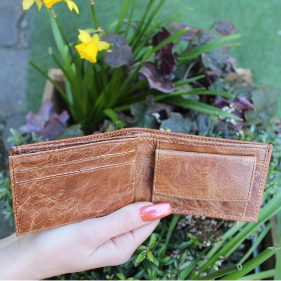 Tiny Wallet Tan Embossed